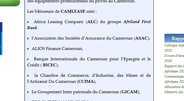 Site Web de Cameroon Leasing Company - 2014