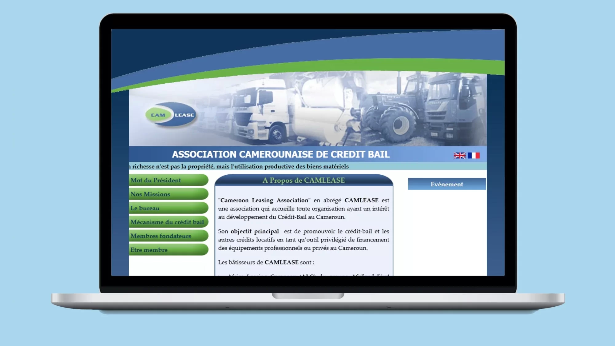 Association Camerounaise de Crédit-Bail (CAMLEASE) — Site web institutionnel bilingue
