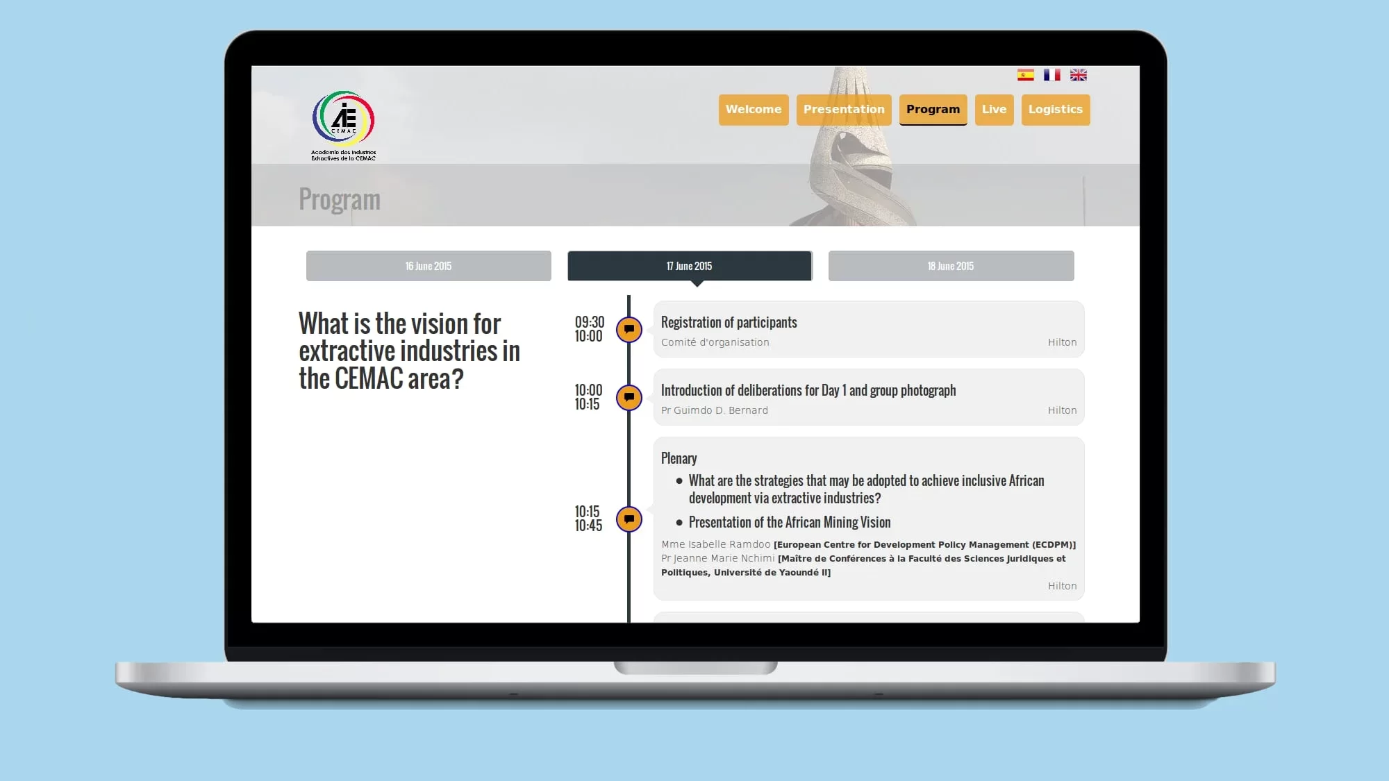 CEMAC Extractive Industries Academy — Trilingual Event Website