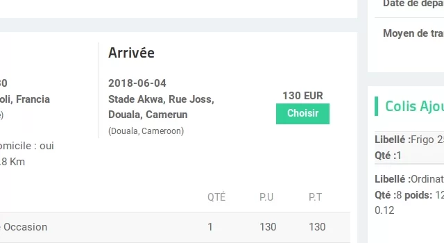Page Votage en cours Projet Web ParcelTrip